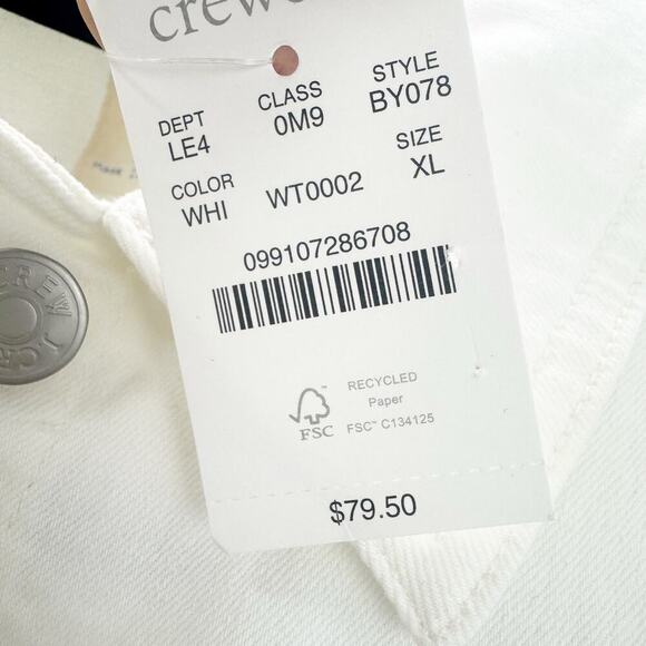 J. Crew Girl's Cropped Denim Trucker Jacket Long Sleeve in White Size XL NWT - Picture 7 of 10